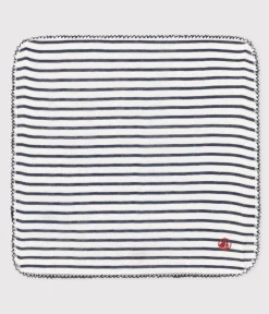 Petit Bateau Newborn*BABY-TASCHENTUCH MIT MARINESTREIFEN AUS BAUMWOLLGAZE weiss MARSHMALLOW/blau SMOKING