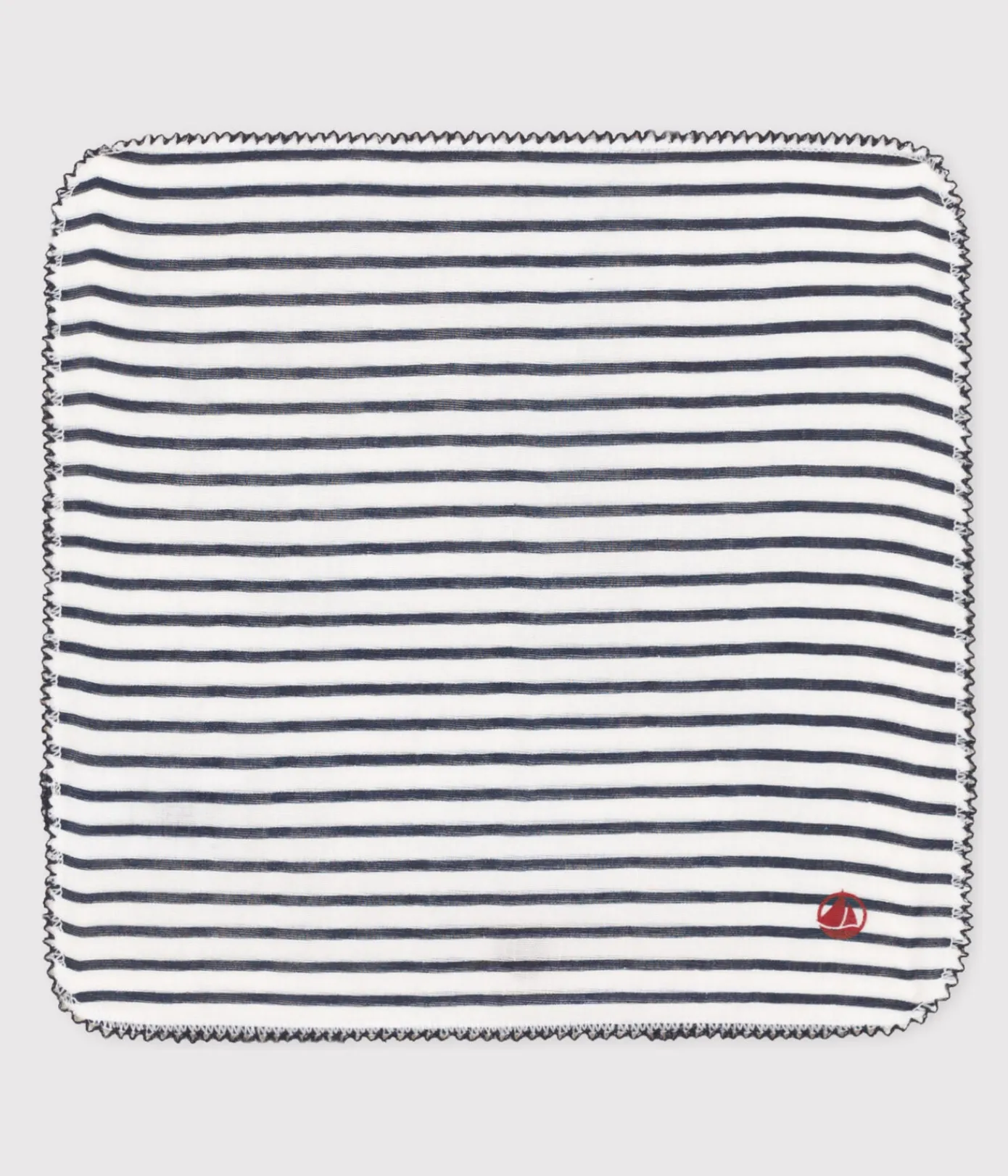 Petit Bateau Newborn*BABY-TASCHENTUCH MIT MARINESTREIFEN AUS BAUMWOLLGAZE weiss MARSHMALLOW/blau SMOKING
