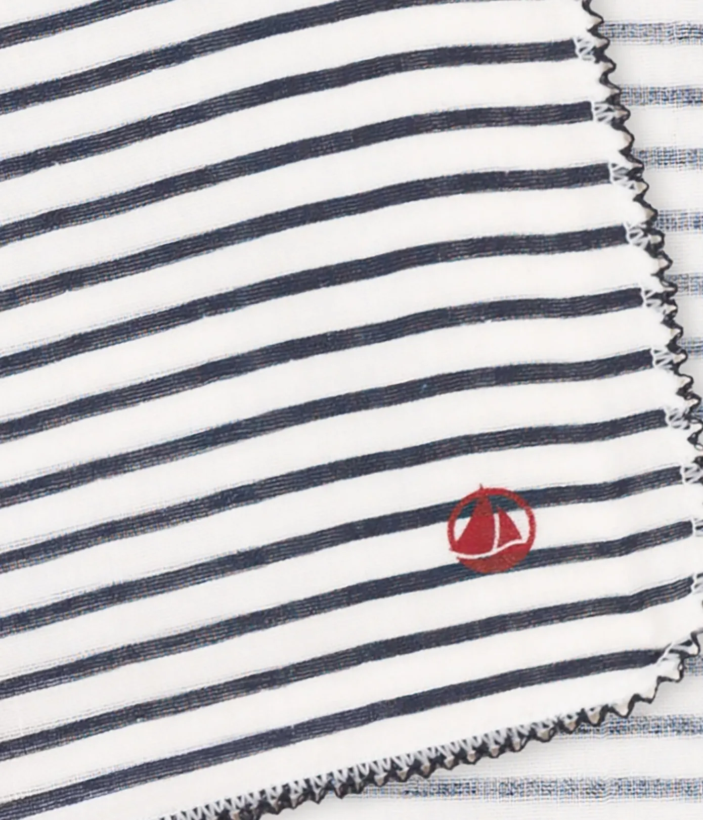 Petit Bateau Newborn*BABY-TASCHENTUCH MIT MARINESTREIFEN AUS BAUMWOLLGAZE weiss MARSHMALLOW/blau SMOKING