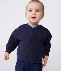 Petit Bateau Pullover, Cardigans*Baby-Teddyjacke aus gestepptem Doppeljersey blau SMOKING