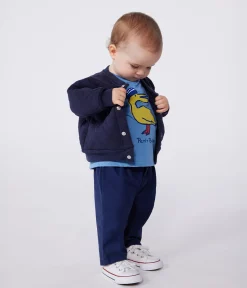 Petit Bateau Pullover, Cardigans*Baby-Teddyjacke aus gestepptem Doppeljersey blau SMOKING