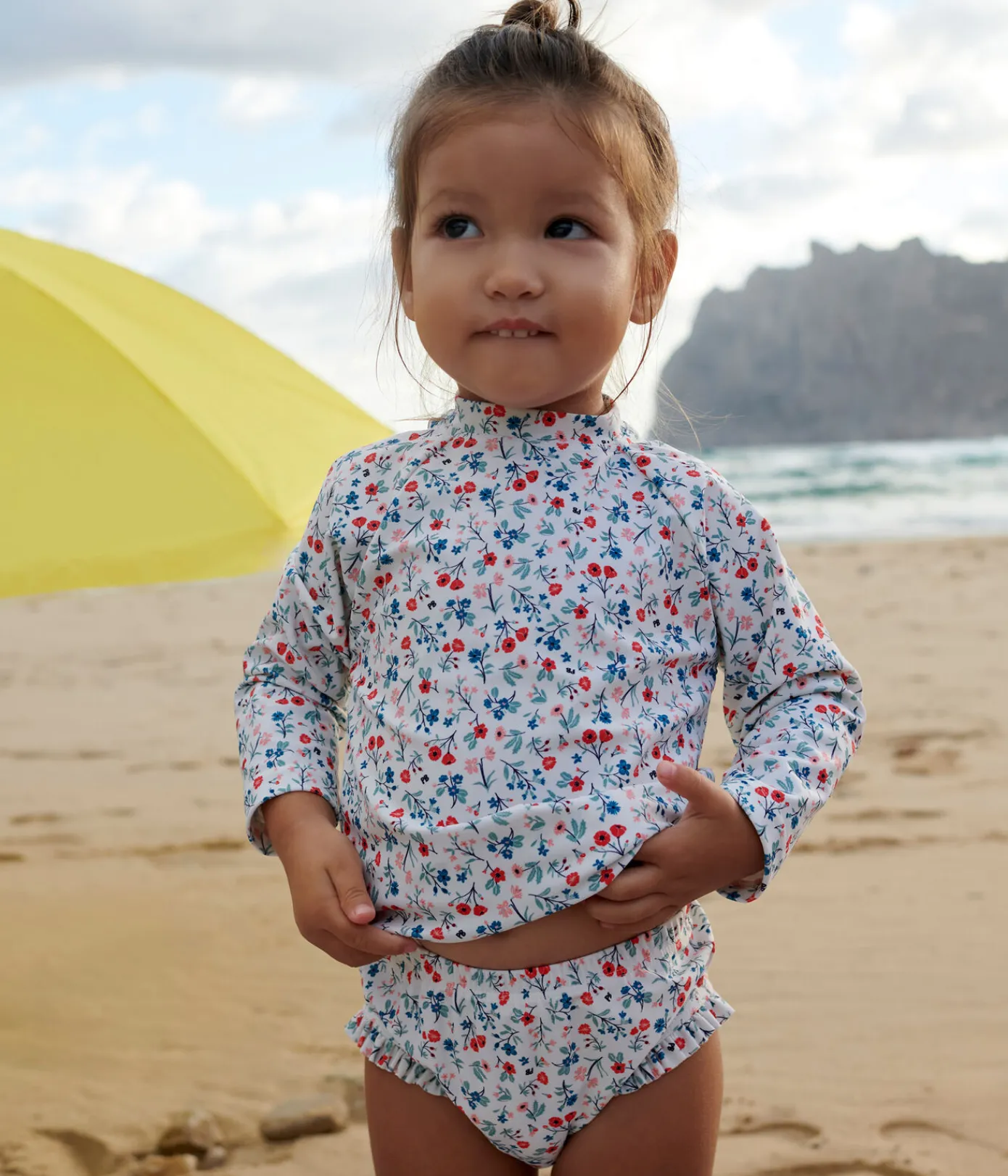 Petit Bateau Bademode, Uv-Kleidung*Baby-T-Shirt mit UV-Schutz, Blumenmuster weiss MARSHMALLOW/weiss MULTICO