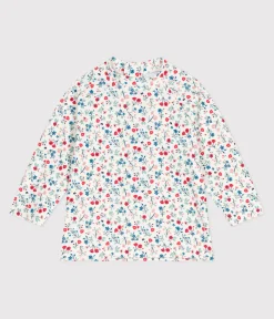Petit Bateau Bademode, Uv-Kleidung*Baby-T-Shirt mit UV-Schutz, Blumenmuster weiss MARSHMALLOW/weiss MULTICO