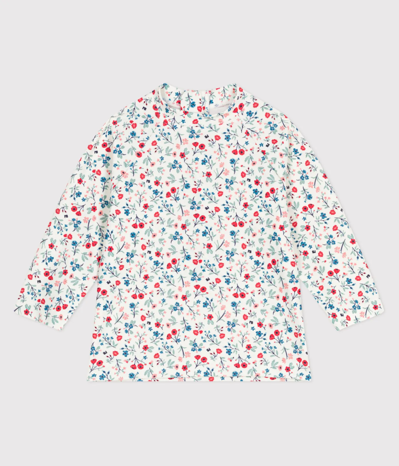 Petit Bateau Bademode, Uv-Kleidung*Baby-T-Shirt mit UV-Schutz, Blumenmuster weiss MARSHMALLOW/weiss MULTICO