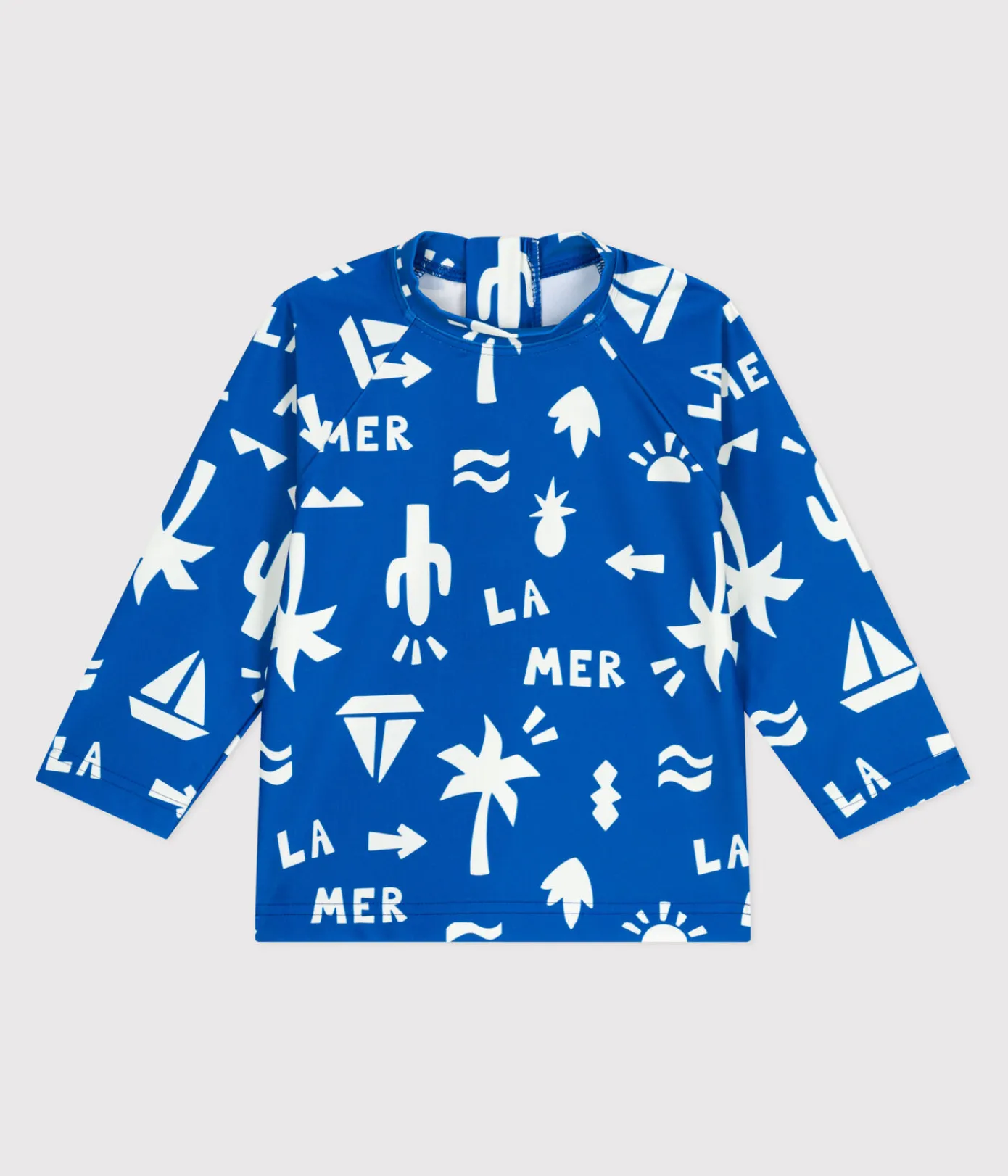 Petit Bateau Bademode, Uv-Kleidung*Baby-T-Shirt mit UV-Schutz, Strandmotive blau PORCELANA/ MARSHMALLOW