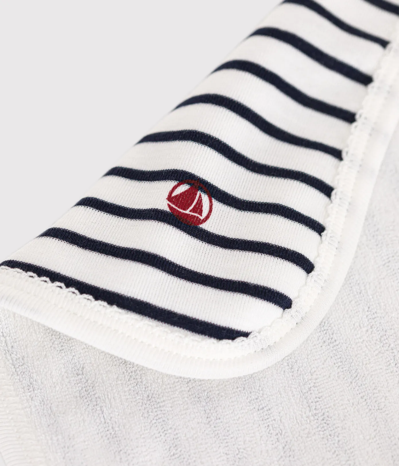 Petit Bateau Newborn*Baby-Waschlappen aus Baumwolle und Frottee mit Streifen weiss MARSHMALLOW/blau SMOKING