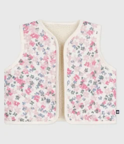 Petit Bateau Pullover, Cardigans*Baby-Weste aus Baumwoll-Popeline und Sherpa mit Muster MILK/ MULTICO