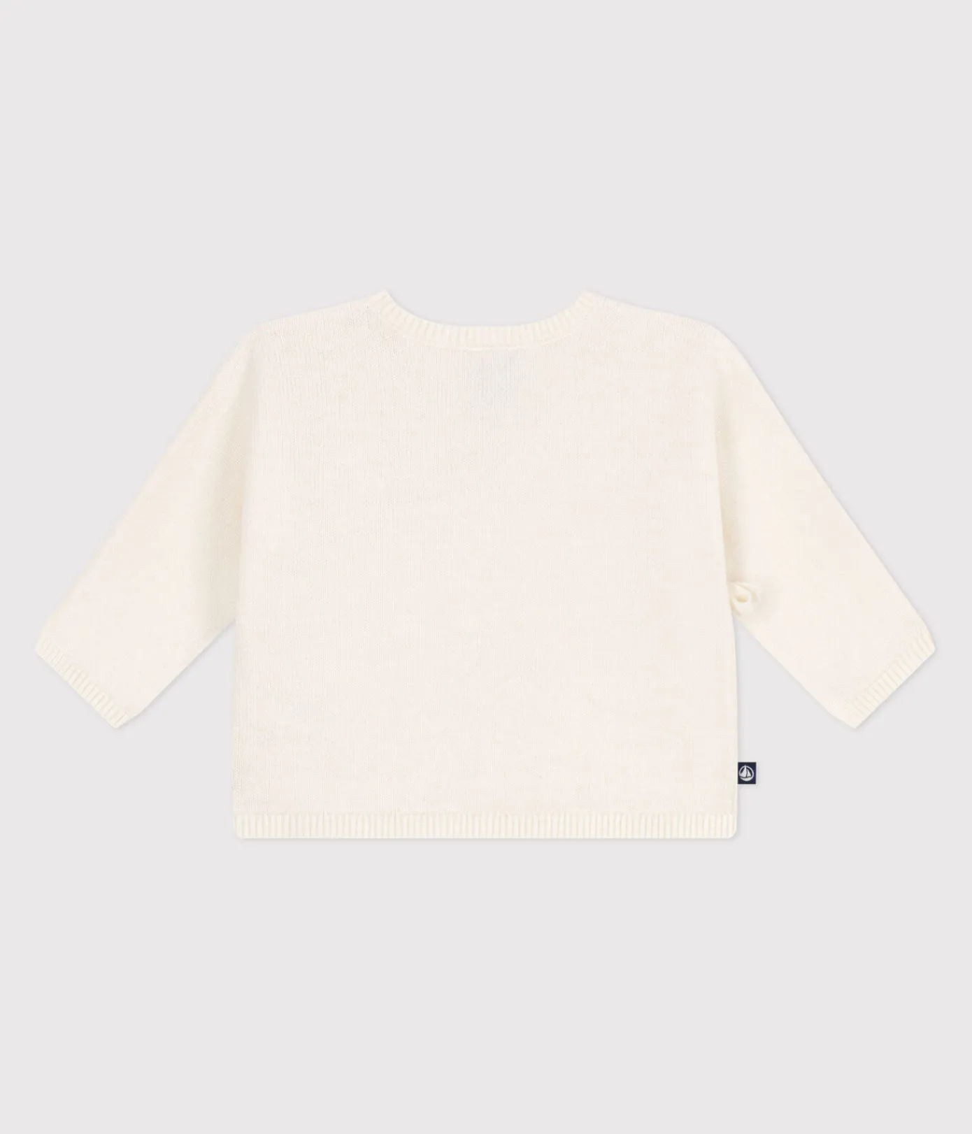 Petit Bateau Pullover, Cardigans|Newborn*Baby-Wickeljacke aus Woll- und Baumwollstrick mit Lochmuster weiss MARSHMALLOW