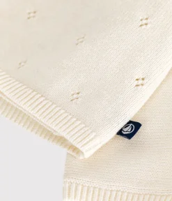 Petit Bateau Pullover, Cardigans|Newborn*Baby-Wickeljacke aus Woll- und Baumwollstrick mit Lochmuster weiss MARSHMALLOW