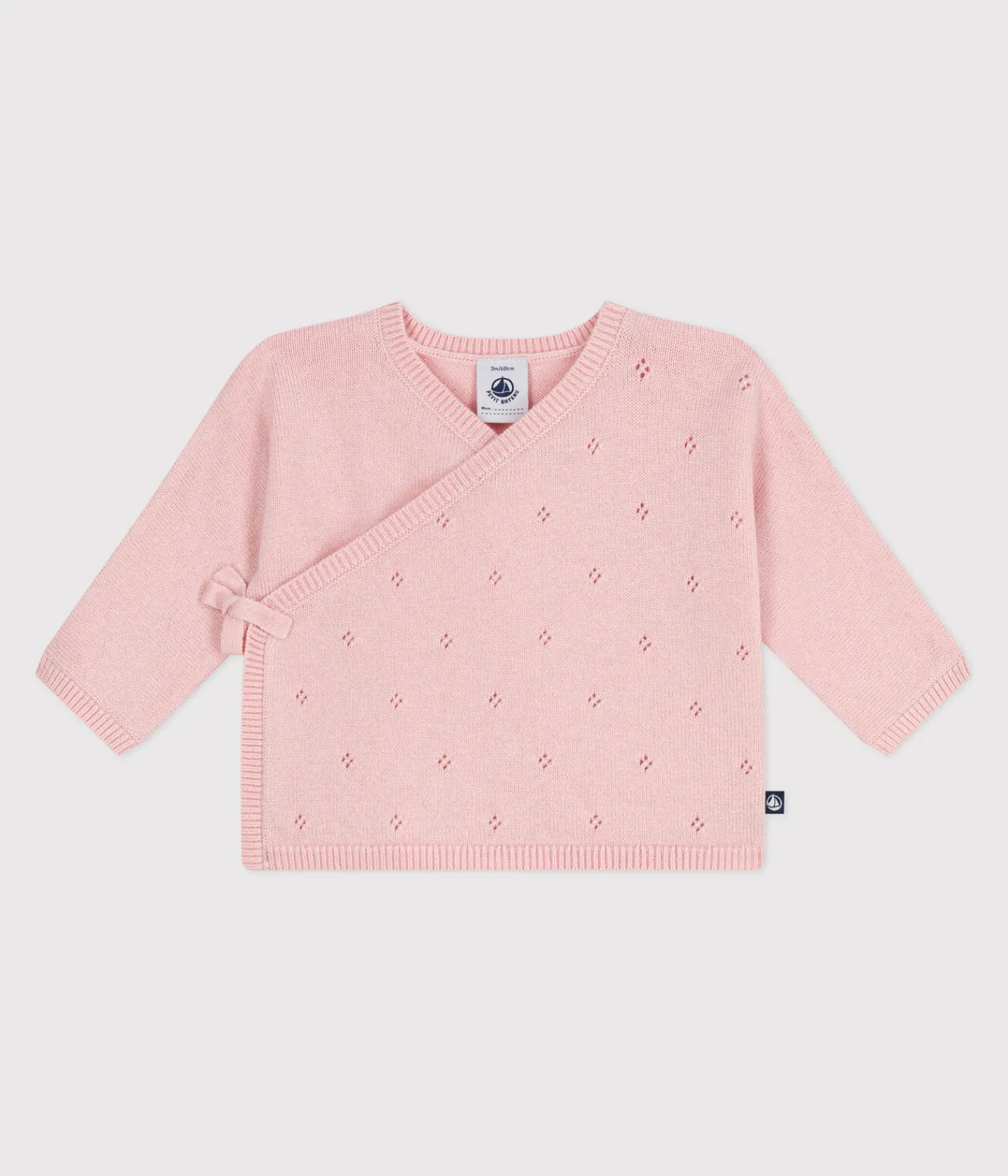 Petit Bateau Pullover, Cardigans|Newborn*Baby-Wickeljacke aus Woll- und Baumwollstrick mit Lochmuster rosa JOLI
