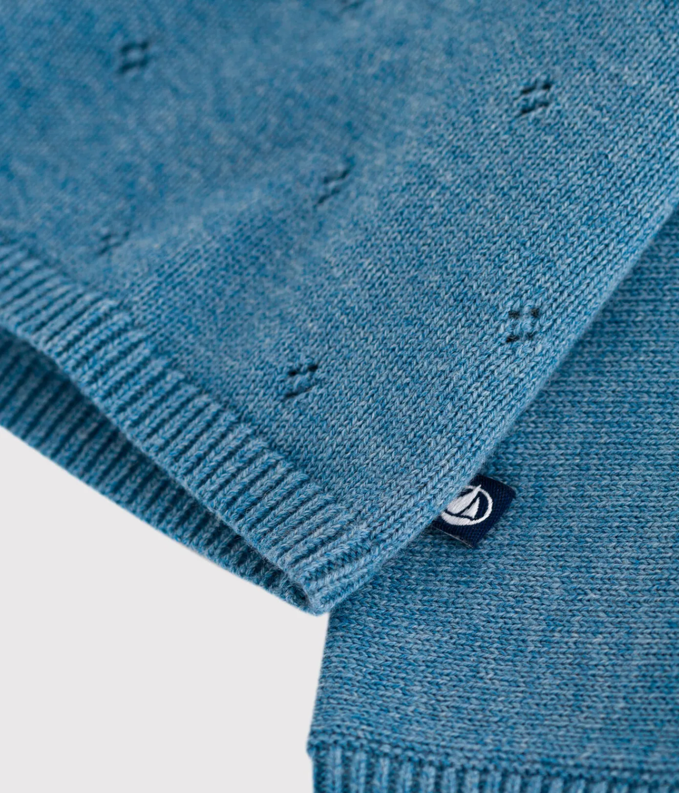 Petit Bateau Pullover, Cardigans|Newborn*Baby-Wickeljacke aus Woll- und Baumwollstrick mit Lochmuster ADRIATIC