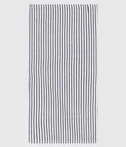 Petit Bateau Newborn*BABY-WICKELTUCH MIT MARINESTREIFEN AUS BAUMWOLLGAZE weiss MARSHMALLOW/blau SMOKING