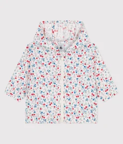 Petit Bateau Jacken, Anoraks*Baby-Windjacke mit UV-Schutz aus Polyester mit Blumenmuster weiss MARSHMALLOW/weiss MULTICO