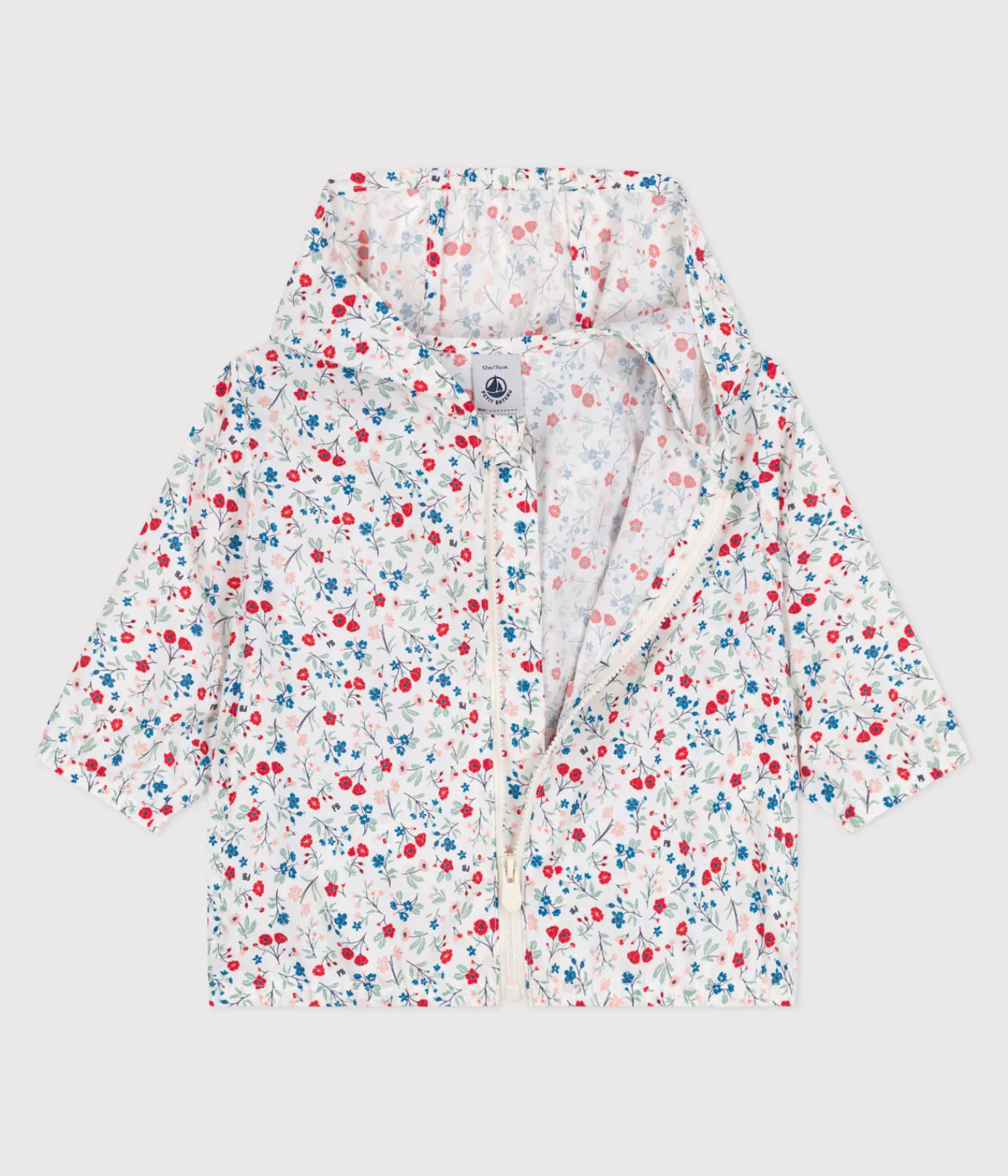 Petit Bateau Jacken, Anoraks*Baby-Windjacke mit UV-Schutz aus Polyester mit Blumenmuster weiss MARSHMALLOW/weiss MULTICO