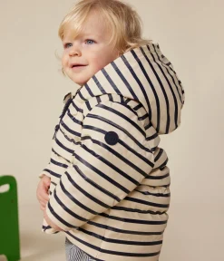 Petit Bateau Jacken, Anoraks*Baby-Winterjacke aus PU weiss AVALANCHE/blau SMOKING