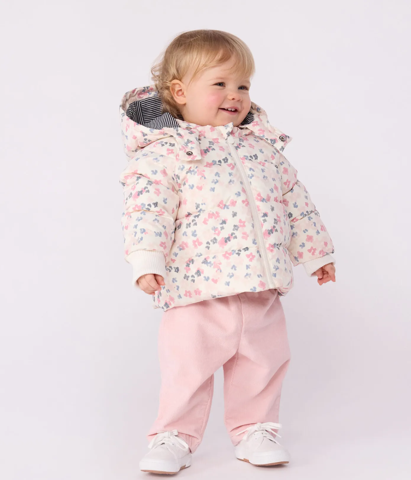 Petit Bateau Jacken, Anoraks*Baby-Winterjacke mit Apfelmuster MILK/ MULTICO