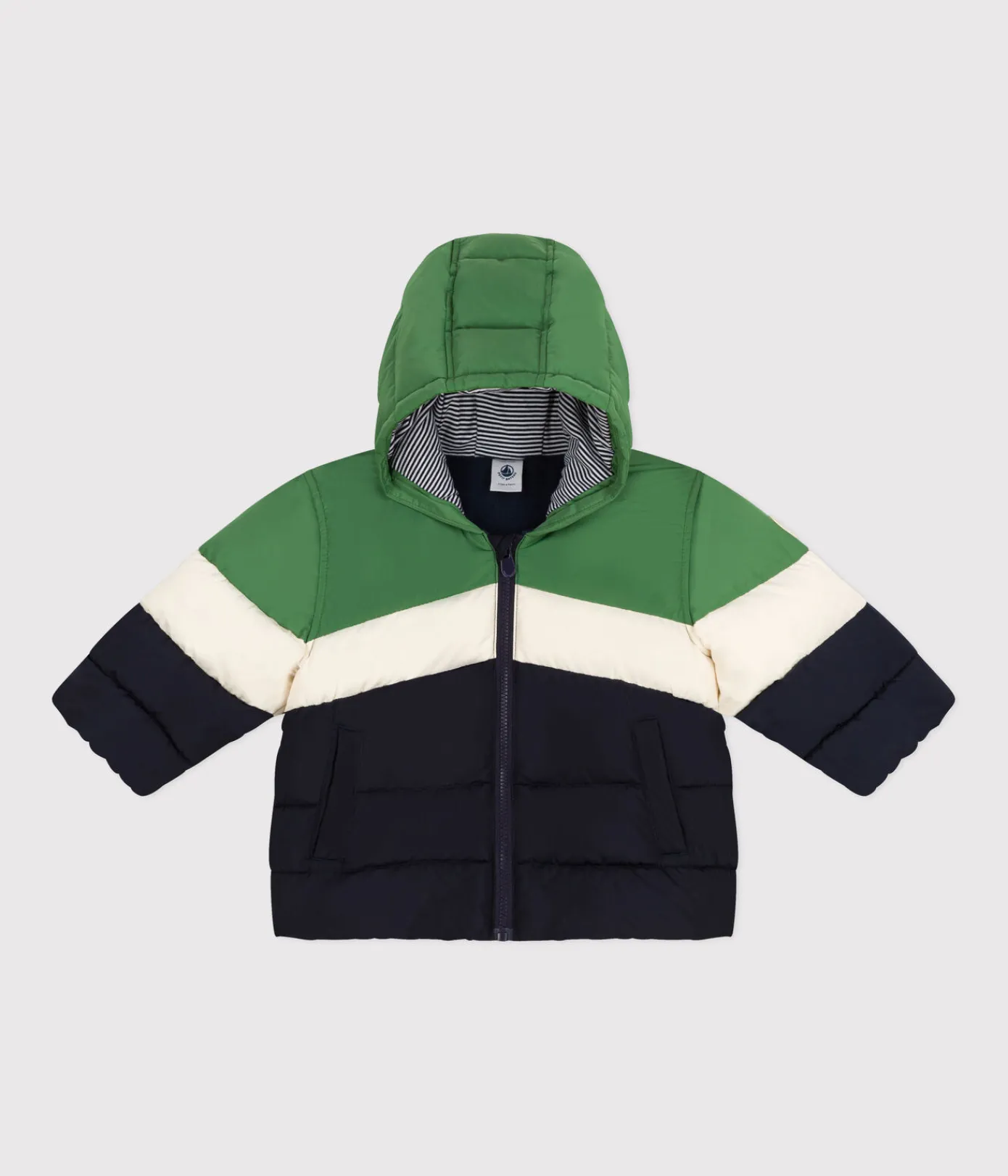 Petit Bateau Jacken, Anoraks*Baby-Winterjacke mit Kapuze im Colorblock PALMERAIE/ MULTICO