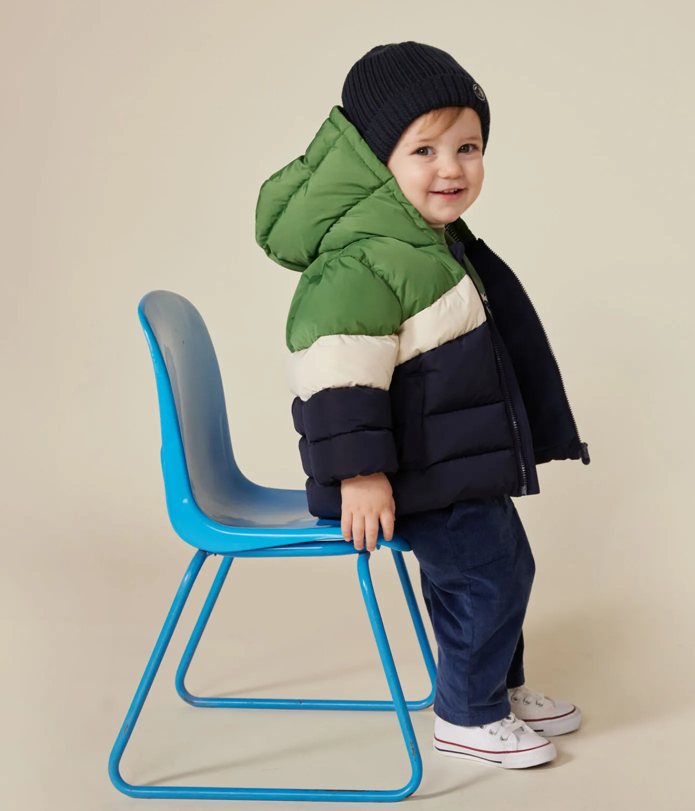 Petit Bateau Jacken, Anoraks*Baby-Winterjacke mit Kapuze im Colorblock PALMERAIE/ MULTICO