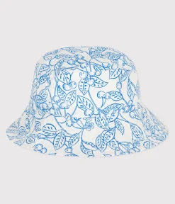 Petit Bateau Accessoires, Mützen, Caps*Bedruckte Popeline-Mütze für Mädchen blau MARSHMALLOW/ PORCELANA