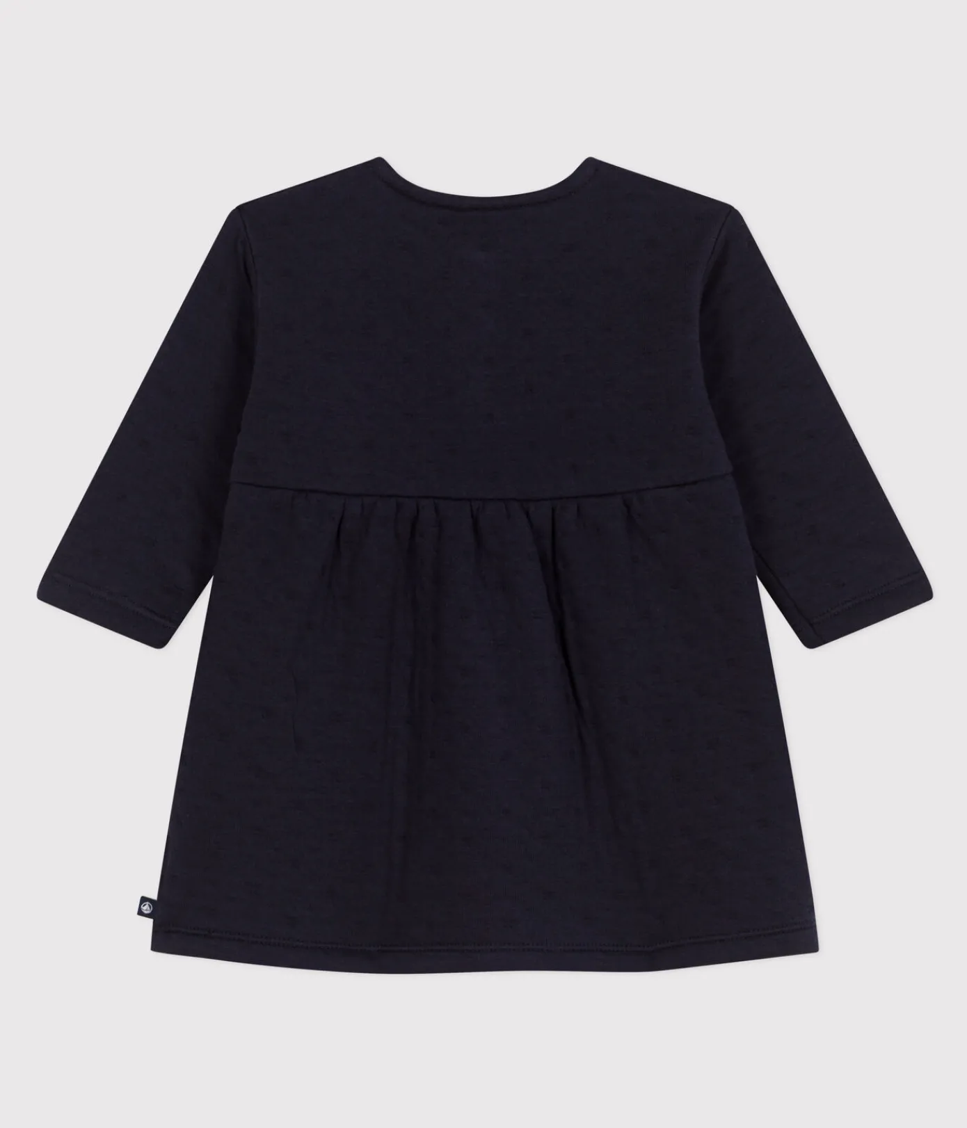 Petit Bateau Kleider*Bedrucktes langärmeliges Babykleid aus gestepptem Doppeljersey blau SMOKING