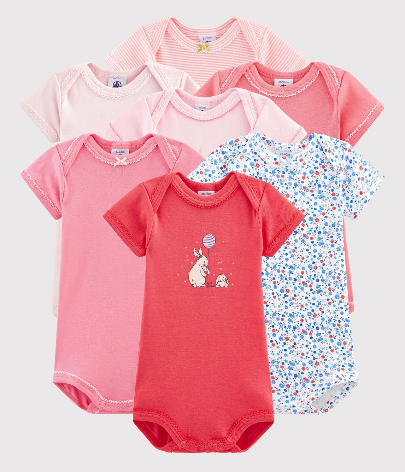 Petit Bateau Bodys*Überraschungsset 7 kurzärmelige Baby-Bodys für Mädchen variante 1