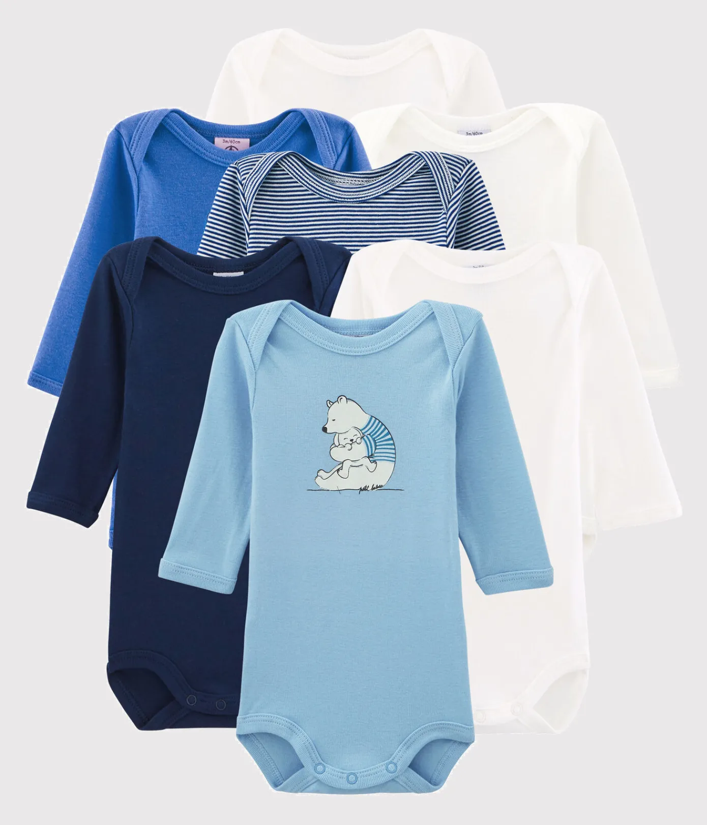 Petit Bateau Bodys*Überraschungsset aus 7 langärmeligen Baby-Bodys für Jungen variante 1