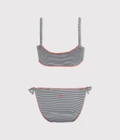 Petit Bateau Bademode, Uv-Kleidung*Bikini für Mädchen blau ABYSSE/weiss LAIT