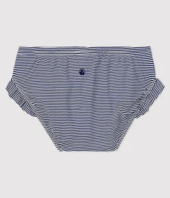 Petit Bateau Bademode, Uv-Kleidung*Bikinihose mit Ringelstreifenfür Baby blau MEDIEVAL/weiss MARSHMALLOW