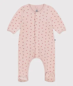 Petit Bateau Newborn|Schlafanzüge, Strampler*Bodyjama aus Nicki mit kleinen Herzen für Babys rosa SALINE/ ROSEWOOD