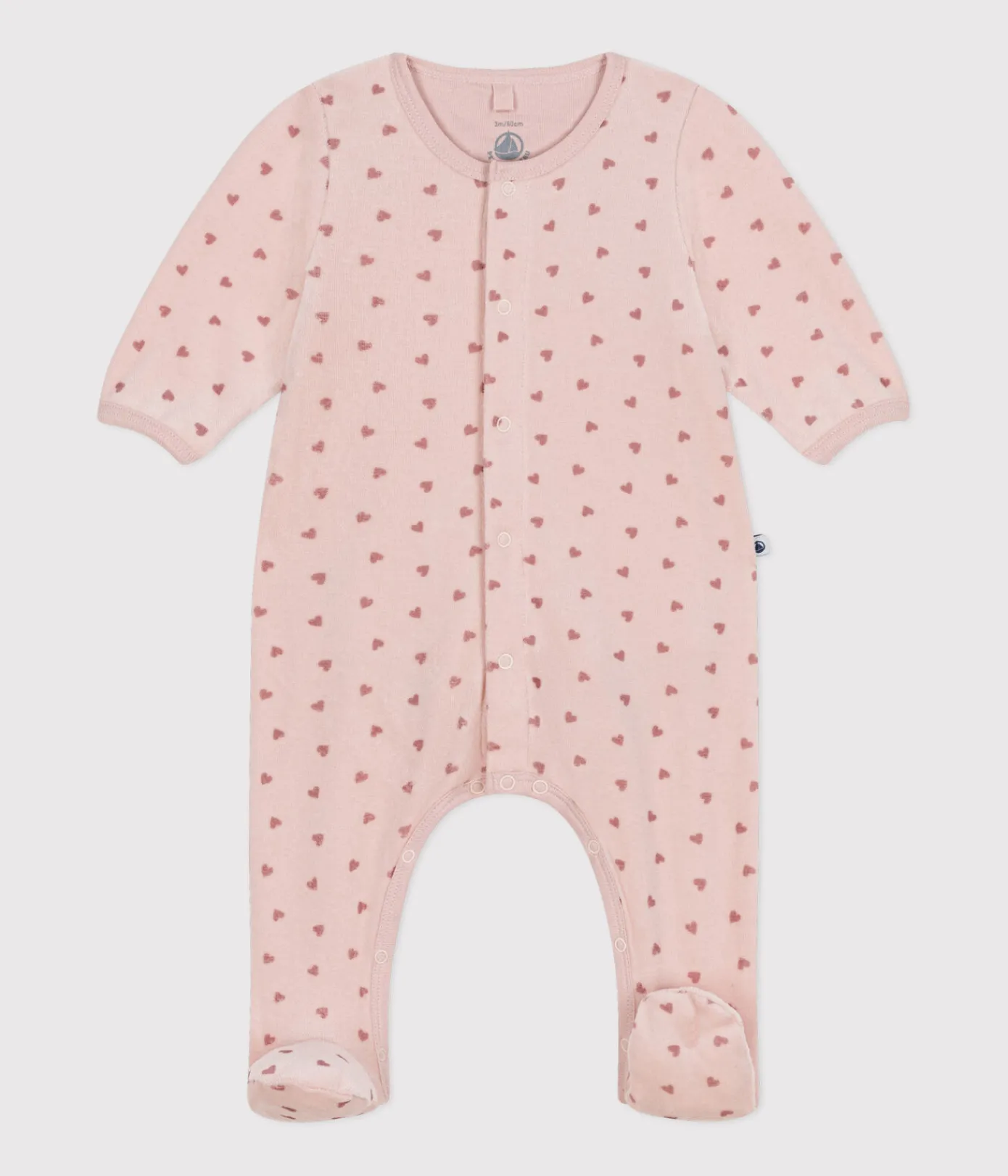Petit Bateau Newborn|Schlafanzüge, Strampler*Bodyjama aus Nicki mit kleinen Herzen für Babys rosa SALINE/ ROSEWOOD