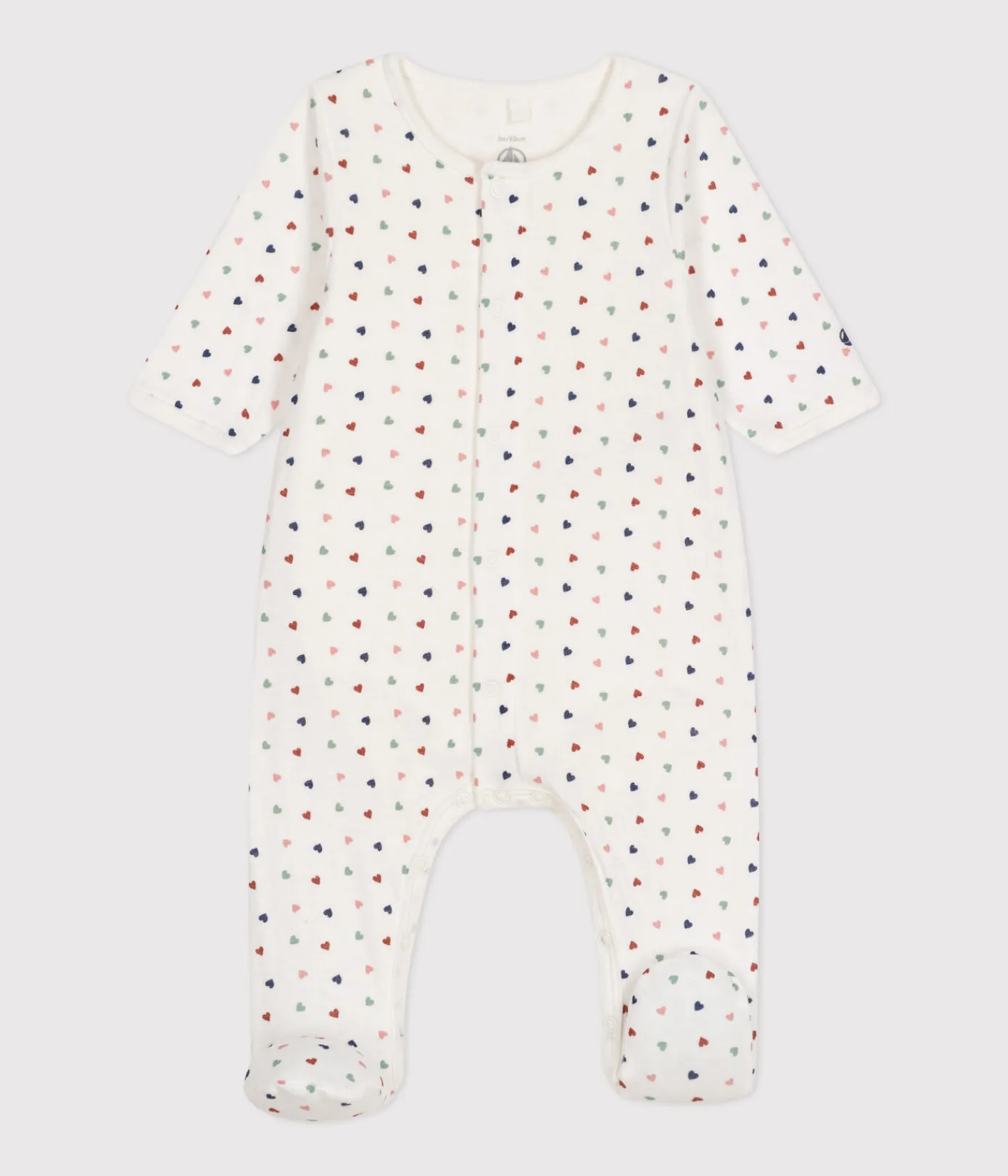 Petit Bateau Schlafanzüge, Strampler|Newborn*Bodyjama für Babys, aus Doppeljersey mit kleinem Herzmuster weiss MARSHMALLOW/weiss MULTICO