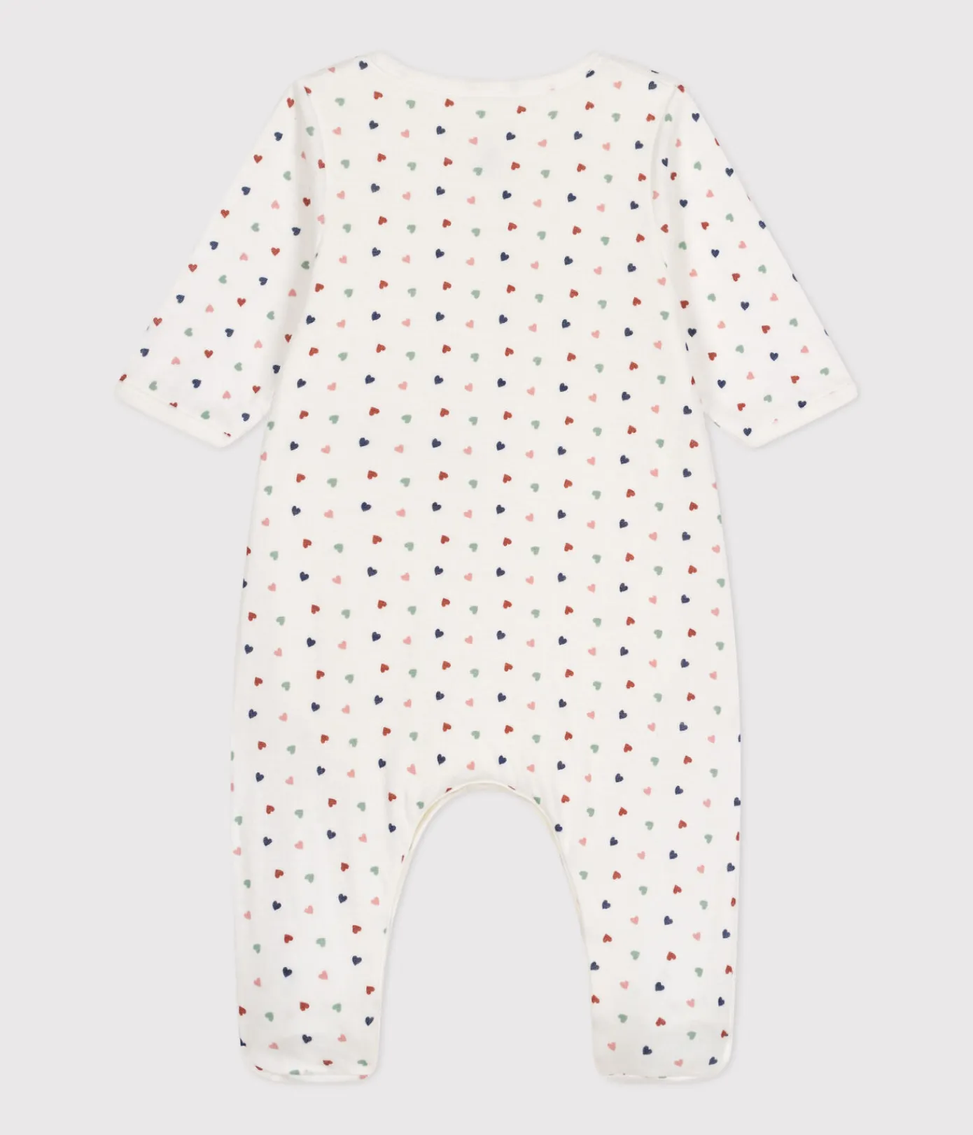 Petit Bateau Schlafanzüge, Strampler|Newborn*Bodyjama für Babys, aus Doppeljersey mit kleinem Herzmuster weiss MARSHMALLOW/weiss MULTICO