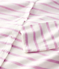 Petit Bateau Homewear|Streifenshirts, Pullover, Cardigans*Cardigan aus gestreifter Baumwolle/Leinen Damen weiss MARSHMALLOW/rosa BOHEME