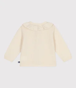 Petit Bateau Pullover, Cardigans*Cardigan mit Halskrause aus Strick mit Wollanteil naturfarben AVALANCHE