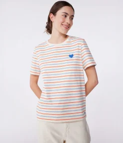 Petit Bateau Alle T-Shirts|Das Gerade (Regular)*Damen T-Shirt Le Droit aus Baumwolle mit Streifen weiss AVALANCHE/ MULTICO