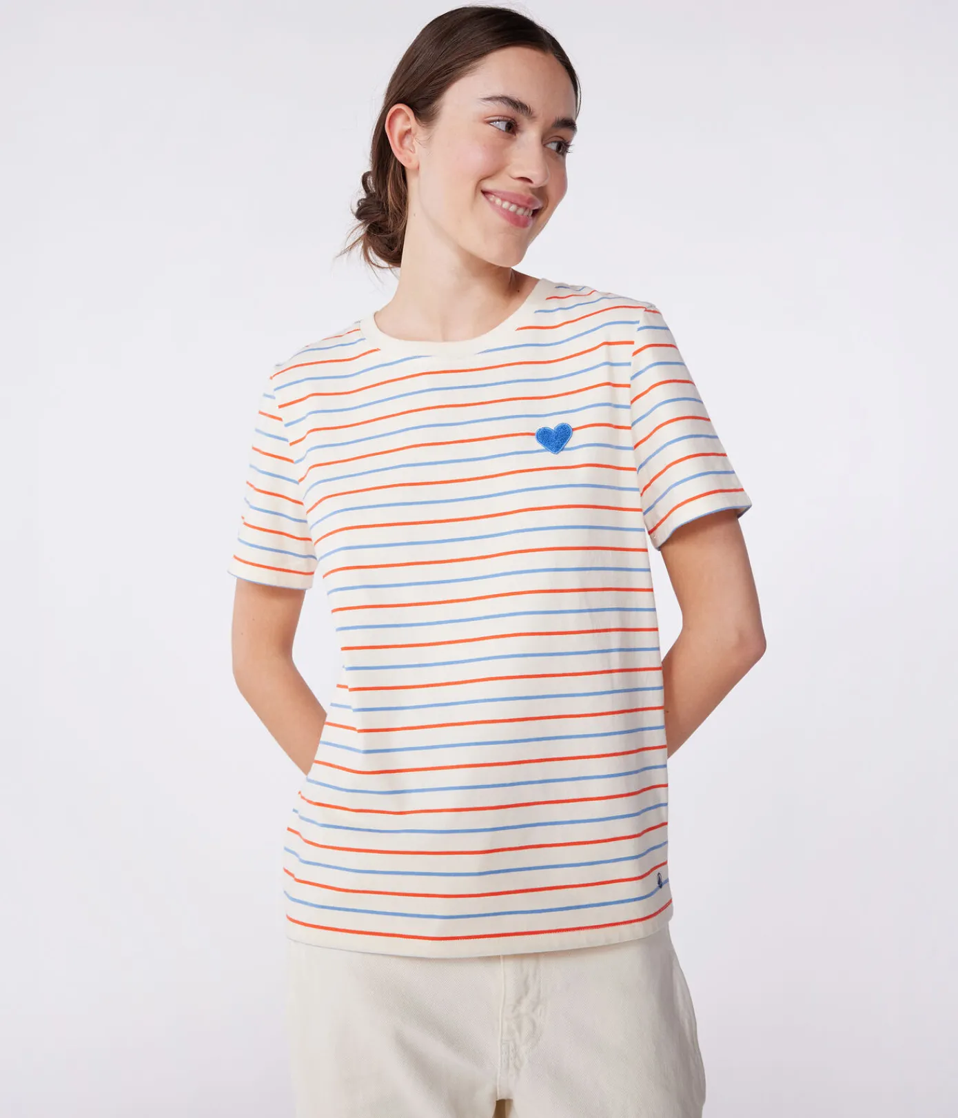Petit Bateau Alle T-Shirts|Das Gerade (Regular)*Damen T-Shirt Le Droit aus Baumwolle mit Streifen weiss AVALANCHE/ MULTICO