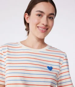 Petit Bateau Alle T-Shirts|Das Gerade (Regular)*Damen T-Shirt Le Droit aus Baumwolle mit Streifen weiss AVALANCHE/ MULTICO
