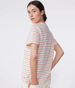 Petit Bateau Alle T-Shirts|Das Gerade (Regular)*Damen T-Shirt Le Droit aus Baumwolle mit Streifen weiss AVALANCHE/ MULTICO
