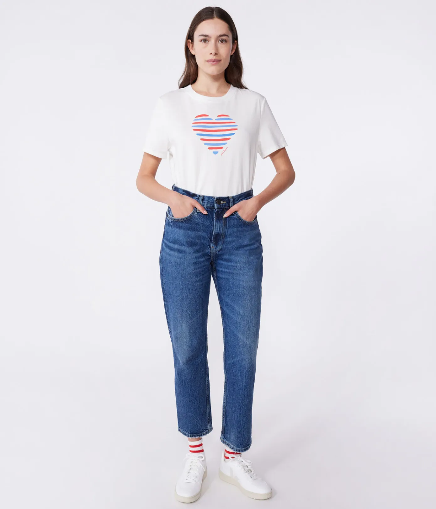 Petit Bateau Alle T-Shirts|Das Ikonische (Slim)*Damen T-Shirt Le Droit aus einfarbiger Baumwolle weiss MARSHMALLOW