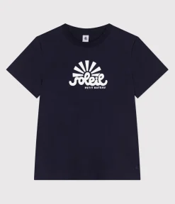 Petit Bateau Alle T-Shirts|Das Gerade (Regular)*Damen T-Shirt Le Droit aus einfarbiger Baumwolle blau SMOKING