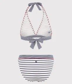 Petit Bateau Bademode*Damen-Bikini mit Streifen weiss MARSHMALLOW/blau MEDIEVAL