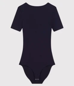 Petit Bateau Bhs, Slips, Bodys*Damenbody aus Baumwolle und Elastan. blau SMOKING