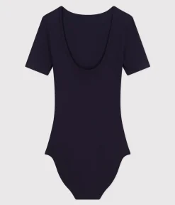 Petit Bateau Bhs, Slips, Bodys*Damenbody aus Baumwolle und Elastan. blau SMOKING