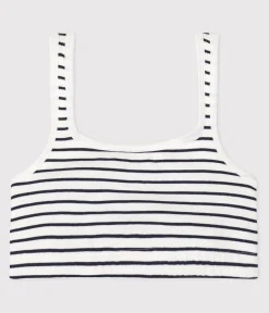 Petit Bateau Bhs, Slips, Bodys*Damen-Bustier aus gestreifter Baumwolle mit Elastan weiss MARSHMALLOW/blau SMOKING