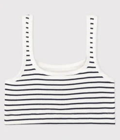 Petit Bateau Bhs, Slips, Bodys*Damen-Bustier aus gestreifter Baumwolle mit Elastan weiss MARSHMALLOW/blau SMOKING