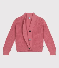 Petit Bateau Homewear|Streifenshirts, Pullover, Cardigans*Damen-Cardigan aus Baumwolle rosa ROSEWOOD