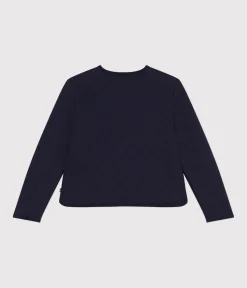 Petit Bateau Homewear|Streifenshirts, Pullover, Cardigans*Damen-Cardigan aus Doppeljersey blau SMOKING