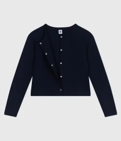 Petit Bateau Homewear|Streifenshirts, Pullover, Cardigans*Damen-Cardigan aus einfarbiger Baumwolle blau SMOKING