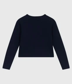 Petit Bateau Homewear|Streifenshirts, Pullover, Cardigans*Damen-Cardigan aus einfarbiger Baumwolle blau SMOKING