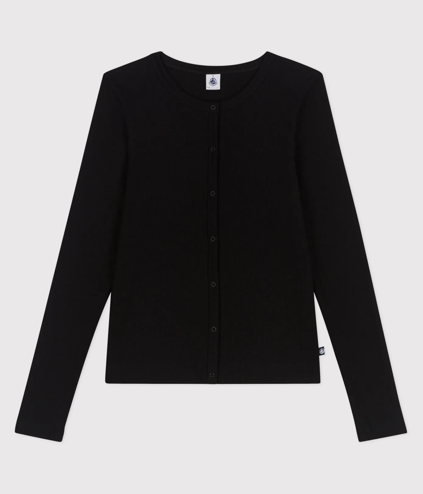 Petit Bateau Homewear|Streifenshirts, Pullover, Cardigans*Damen-Cardigan aus einfarbiger Baumwolle schwarz BLACK